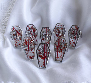 Plain Coffin Rings - Sanguine and Blood Red