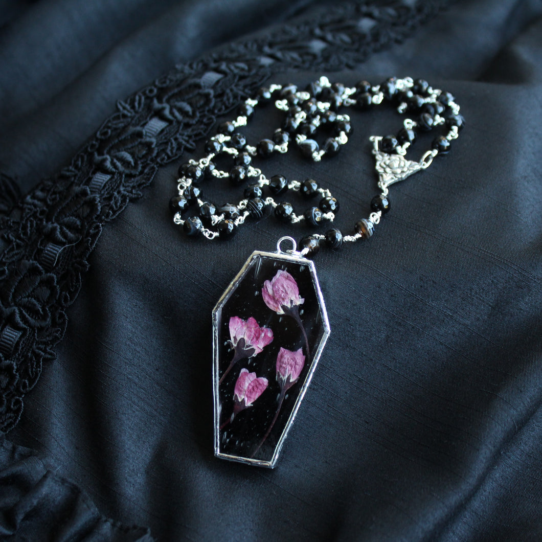 Mori Floral Coffin Rosary - Ghost, Sakura, Marbled Onyx