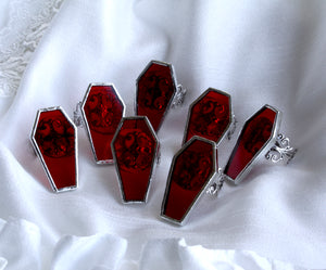 Plain Coffin Rings - Sanguine and Blood Red