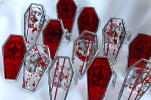 Plain Coffin Rings - Sanguine and Blood Red